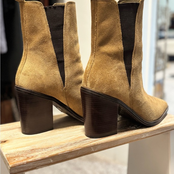 Marc Fisher Camel Suede Heeled Boots - Picture 4 of 11